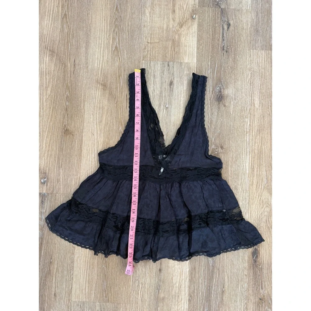 Free People Intimately Lace Babydoll Tank Women S Black Boho Tiered Fairy Gothic